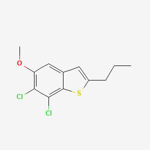molecular formula C12H12Cl2OS B8352295 6,7-Dichloro-5-methoxy-2-n-propylbenzo[b]thiophene 