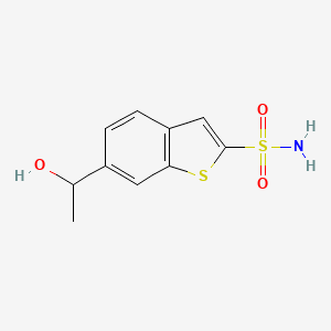 molecular formula C10H11NO3S2 B8352314 6-(1-Hydroxyethyl)-2-sulfamoylbenzo[b]thiophene 