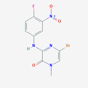 molecular formula C11H8BrFN4O3 B8352384 5-Bromo-3-(4-fluoro-3-nitro-phenylamino)-1-methyl-1H-pyrazin-2-one 