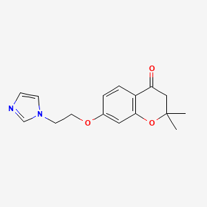 molecular formula C16H18N2O3 B8352499 7-[2-(1H-Imidazolyl)ethoxy]-2,2-dimethyl-4-chromanone 