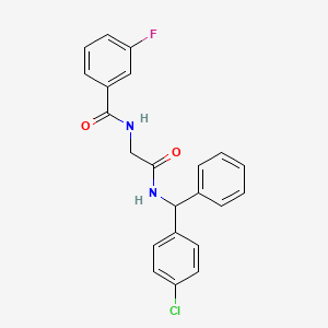 molecular formula C22H18ClFN2O2 B8352665 Rac-n-({[(4-chloro-phenyl)-phenyl-methyl]-carbamoyl}-methyl)-3-fluoro-benzamide 