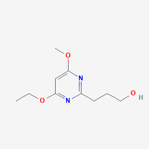 molecular formula C10H16N2O3 B8352779 3-(4-Ethoxy-6-methoxypyrimidin-2-yl)propan-1-ol 