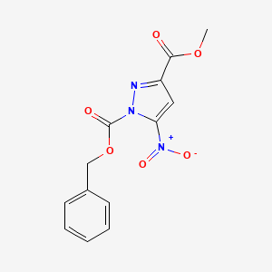 molecular formula C13H11N3O6 B8352957 5-Nitropyrazole-1,3-dicarboxylic acid 1-benzyl ester 3-methyl ester 