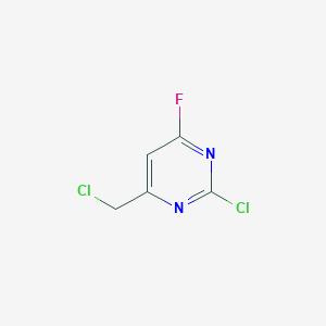 molecular formula C5H3Cl2FN2 B8352979 2-Chloro-4-chloromethyl-6-fluoro-pyrimidine 