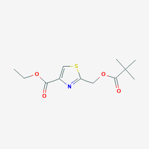 molecular formula C12H17NO4S B8353024 Ethyl 2-(pivaloyloxymethyl)thiazole-4-carboxylate CAS No. 1197023-27-0