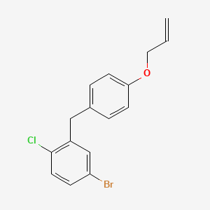 molecular formula C16H14BrClO B8353066 2-(4-(Allyloxy)benzyl)-4-bromo-1-chlorobenzene 