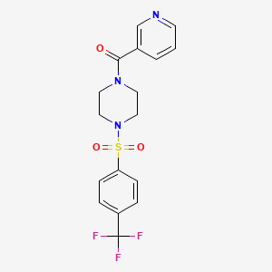 molecular formula C17H16F3N3O3S B8353178 1-(3-Pyridinylcarbonyl)-4-{[4-(trifluoromethyl)phenyl]sulfonyl}piperazine 