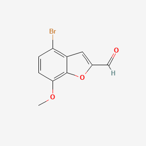 molecular formula C10H7BrO3 B8353230 2-Formyl-4-bromo-7-methoxybenzofuran 