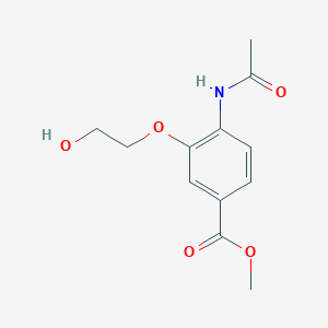 molecular formula C12H15NO5 B8353231 Methyl 4-acetylamino-3-(2-hydroxyethoxy)benzoate 