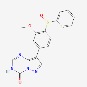 molecular formula C18H14N4O3S B8353249 8-(3-Methoxy-4-(phenylsulfinyl)phenyl)pyrazolo(1,5-a)-1,3,5-triazin-4(3H)-one CAS No. 117411-27-5