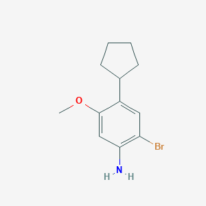molecular formula C12H16BrNO B8353272 2-Bromo-4-cyclopentyl-5-methoxyaniline 