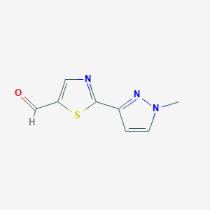 molecular formula C8H7N3OS B8353274 2-(1-methyl-1H-pyrazol-3-yl)thiazole-5-carbaldehyde 