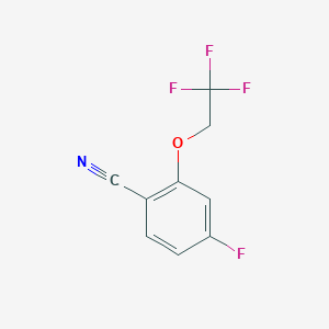 molecular formula C9H5F4NO B8353393 Benzonitrile, 4-fluoro-2-(2,2,2-trifluoroethoxy)- 