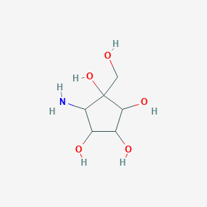 molecular formula C6H13NO5 B8353514 5-Amino-1-hydroxymethyl-cyclopentane-1,2,3,4-tetraol 