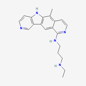 molecular formula C20H23N5 B8353529 1,3-Propanediamine, N-ethyl-N'-(6-methyl-5H-pyrido(3',4':4,5)pyrrolo(2,3-g)isoquinolin-10-yl)-, hemihydrate CAS No. 83947-99-3