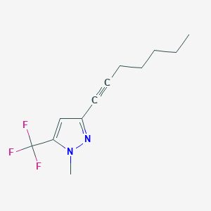 molecular formula C12H15F3N2 B8353555 3-Hept-1-ynyl-1-methyl-5-trifluoromethyl-1H-pyrazole 