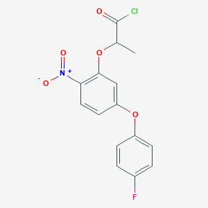 molecular formula C15H11ClFNO5 B8353607 2-[5-(4-Fluorophenoxy)-2-nitrophenoxy]propanoyl chloride CAS No. 87835-13-0
