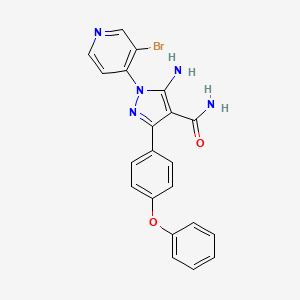 molecular formula C21H16BrN5O2 B8353664 5-Amino-1-(3-bromopyridin-4-yl)-3-(4-phenoxyphenyl)-1H-pyrazole-4-carboxamide 
