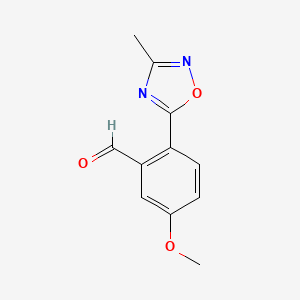 molecular formula C11H10N2O3 B8353678 5-Methoxy-2-(3-methyl-1,2,4-oxadiazol-5-yl)-benzaldehyde 