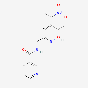 molecular formula C14H18N4O4 B8354013 N-(4-ethyl-2-hydroxyimino-5-nitro-3-hexen-1-yl)-3-pyridinecarboxamide 