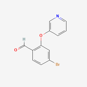 molecular formula C12H8BrNO2 B8354029 4-Bromo-2-(pyridin-3-yloxy)-benzaldehyde 