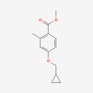 molecular formula C13H16O3 B8354105 4-Cyclopropylmethoxy-2-methyl-benzoic acid methyl ester 