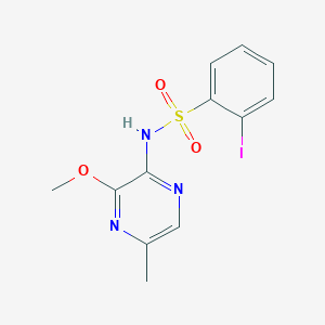 molecular formula C12H12IN3O3S B8354210 N-(3-Methoxy-5-methyl-2-pyrazinyl)-2-iodobenzenesulphonamide CAS No. 173253-52-6