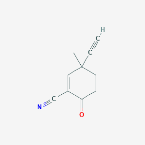 molecular formula C10H9NO B8354245 3-Ethynyl-3-methyl-6-oxocyclohex-1-enecarbonitrile 