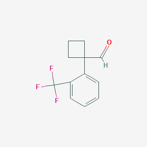 molecular formula C12H11F3O B8354303 Cyclobutanecarboxaldehyde, 1-[2-(trifluoromethyl)phenyl]- 