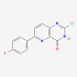molecular formula C13H7ClFN3O B8354307 2-Chloro-6-(4-fluorophenyl)pyrido[3,2-d]pyrimidin-4-ol 