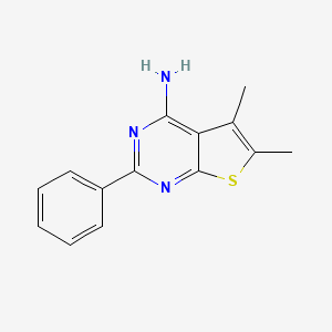 molecular formula C14H13N3S B8354341 2-Phenyl-5,6-dimethylthieno[2,3-d]pyrimidine-4-amine 