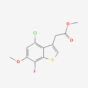 molecular formula C12H10ClFO3S B8354345 Methyl(4-chloro-7-fluoro-6-methoxy-1-benzothiophen-3-yl)acetate 
