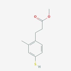 molecular formula C11H14O2S B8354355 3-(4-Mercapto-2-methyl-phenyl)-propionic Acid Methyl Ester 