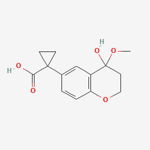 molecular formula C14H16O5 B8354458 1-(4-Hydroxy-4-methoxychroman-6-yl)cyclopropanecarboxylic acid 