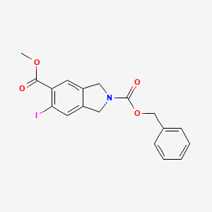 molecular formula C18H16INO4 B8354606 2-benzyl 5-methyl 6-iodo-1,3-dihydro-2H-isoindole-2,5-dicarboxylate 