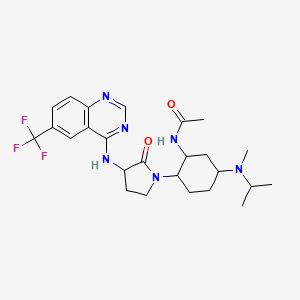 molecular formula C25H33F3N6O2 B8354631 N-[5-[methyl(propan-2-yl)amino]-2-[2-oxo-3-[[6-(trifluoromethyl)quinazolin-4-yl]amino]pyrrolidin-1-yl]cyclohexyl]acetamide 