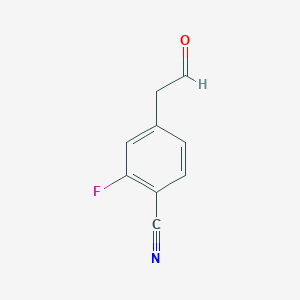 molecular formula C9H6FNO B8354663 2-Fluoro-4-(2-oxoethyl)benzonitrile 