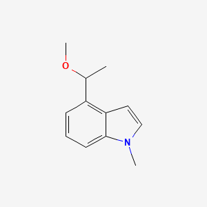 molecular formula C12H15NO B8354709 4-(1-Methoxyethyl)-1-methylindole 