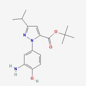 molecular formula C17H23N3O3 B8354787 tert-butyl 1-(3-amino-4-hydroxyphenyl)-3-isopropyl-1H-pyrazole-5-carboxylate 