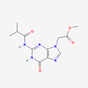 molecular formula C12H15N5O4 B8354793 2-(Isobutyrylamino)-6(1H)-oxo-9H-purine-9-acetic acid methyl ester 