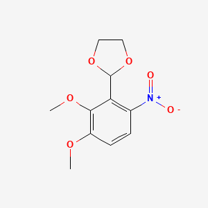 molecular formula C11H13NO6 B8354949 2,3-Dimethoxy-6-nitrobenzaldehyde-ethyleneketal 