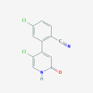 molecular formula C12H6Cl2N2O B8354977 4-Chloro-2-(5-chloro-2-hydroxypyridin-4-YL)benzonitrile 