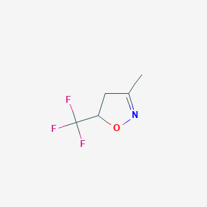 molecular formula C5H6F3NO B8354983 Isoxazole, 4,5-dihydro-3-methyl-5-(trifluoromethyl)- 