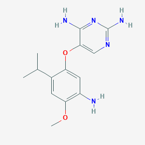 molecular formula C14H19N5O2 B8355021 5-(5-Amino-2-isopropyl-4-methoxy-phenoxy)-pyrimidine-2,4-diamine 