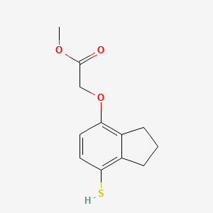molecular formula C12H14O3S B8355031 (7-Mercapto-indan-4-yloxy)-acetic Acid Methyl Ester 