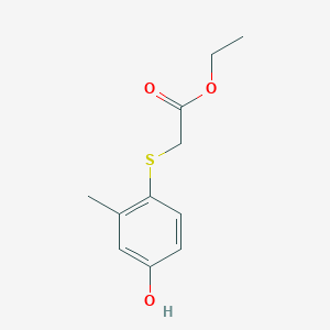 molecular formula C11H14O3S B8355053 (4-Hydroxy-2-methyl-phenylsulfanyl)-acetic acid ethyl ester 