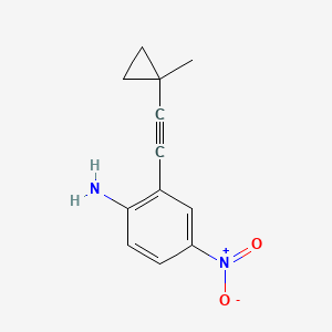 molecular formula C12H12N2O2 B8355122 2-((1-Methylcyclopropyl)ethynyl)-4-nitroaniline 