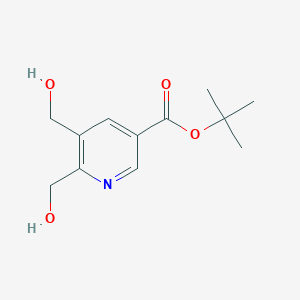 molecular formula C12H17NO4 B8355165 Tert-butyl 5,6-bis(hydroxymethyl)pyridine-3-carboxylate 