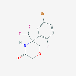 molecular formula C11H9BrF3NO2 B8355176 3-Morpholinone,5-(5-bromo-2-fluorophenyl)-5-(difluoromethyl)- 