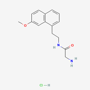 molecular formula C15H19ClN2O2 B8355425 Acetamide, 2-amino-N-(2-(7-methoxy-1-naphthalenyl)ethyl)-, monohydrochloride CAS No. 138112-98-8